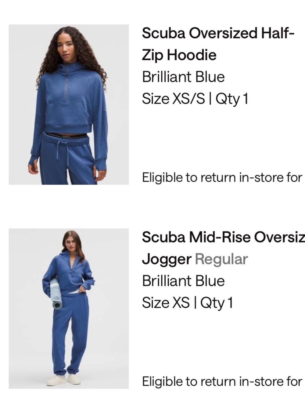 Lululemon women Scuba hoodie and sweatpants set XS/S blue
